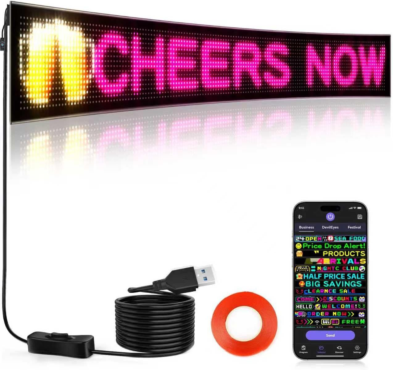 58”X8” Large Multiple Programmable LED Sign, Full Color Bright Scrolling LED S