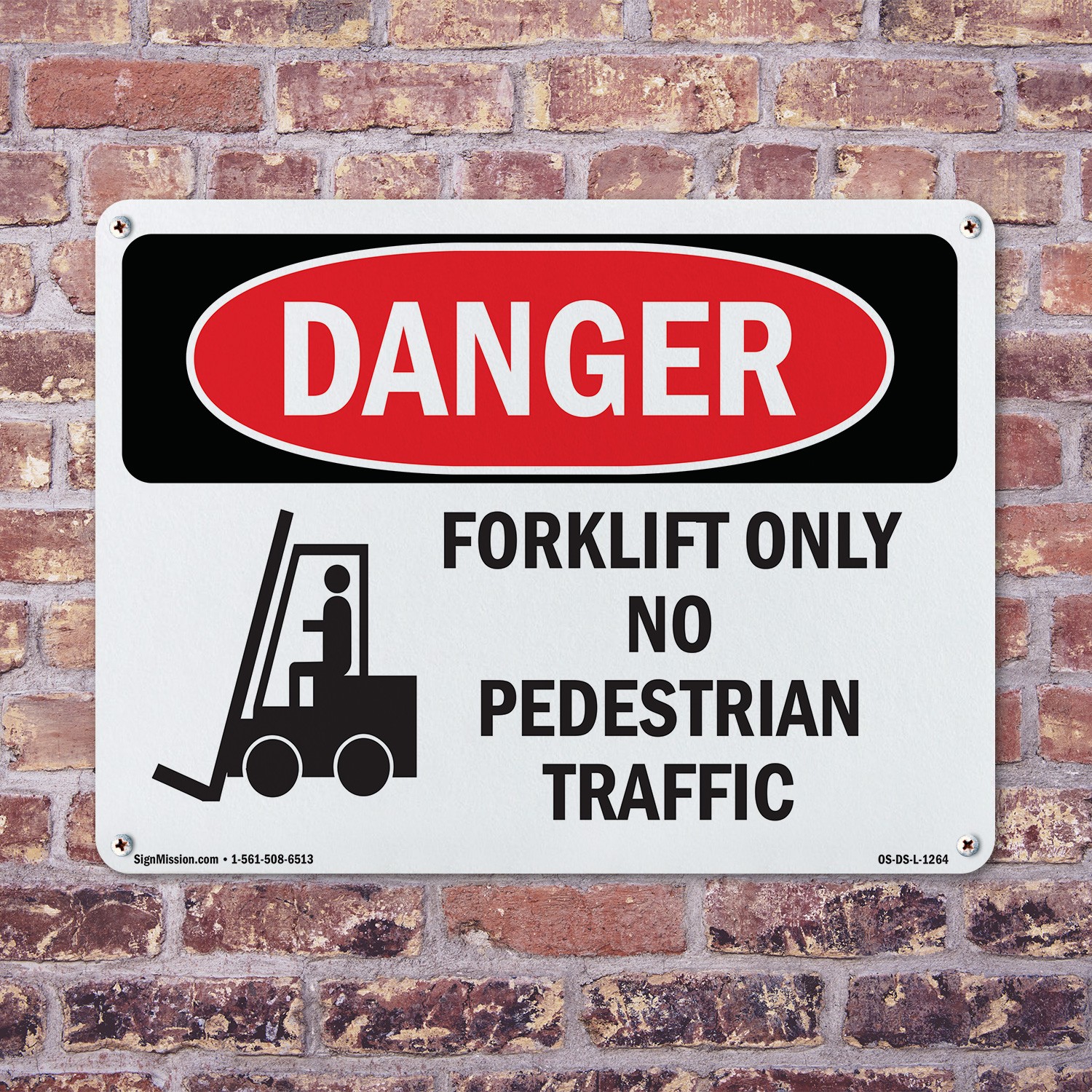 Forklift Only No Pedestrian Traffic OSHA Danger Sign Or Decal – 5 or 10 Pack