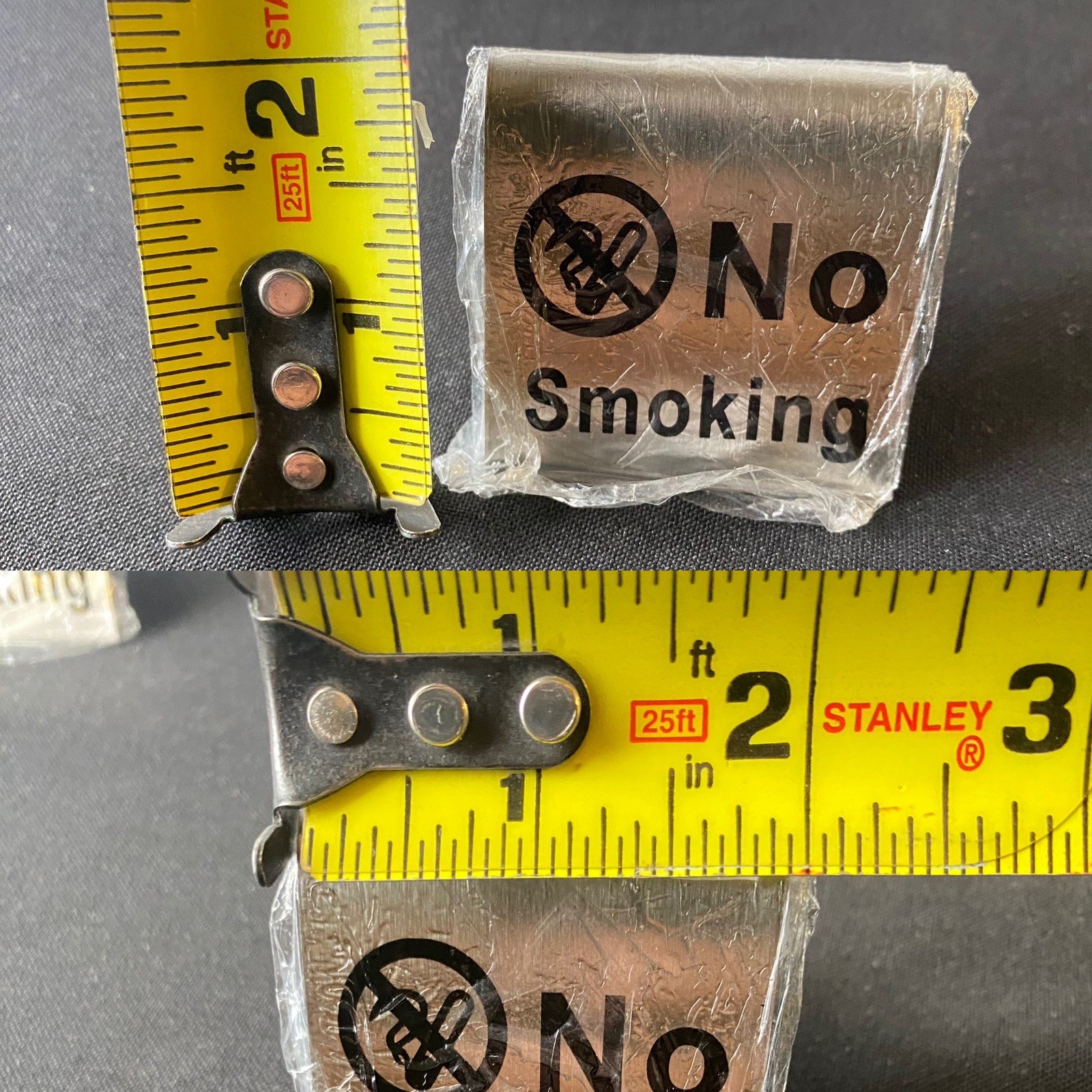 Set of 7 Stainless Steel No Smoking Sign Tent Card Table Non-Smoking Logo New