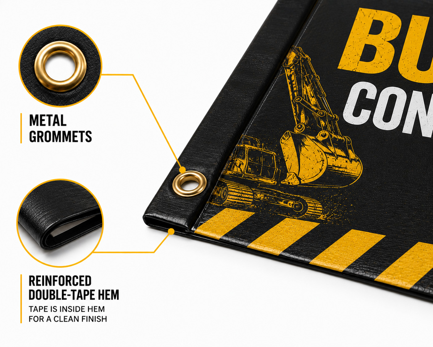 Custom Construction Banner Contractor Signs Waterproof 13oz Heavy Duty
