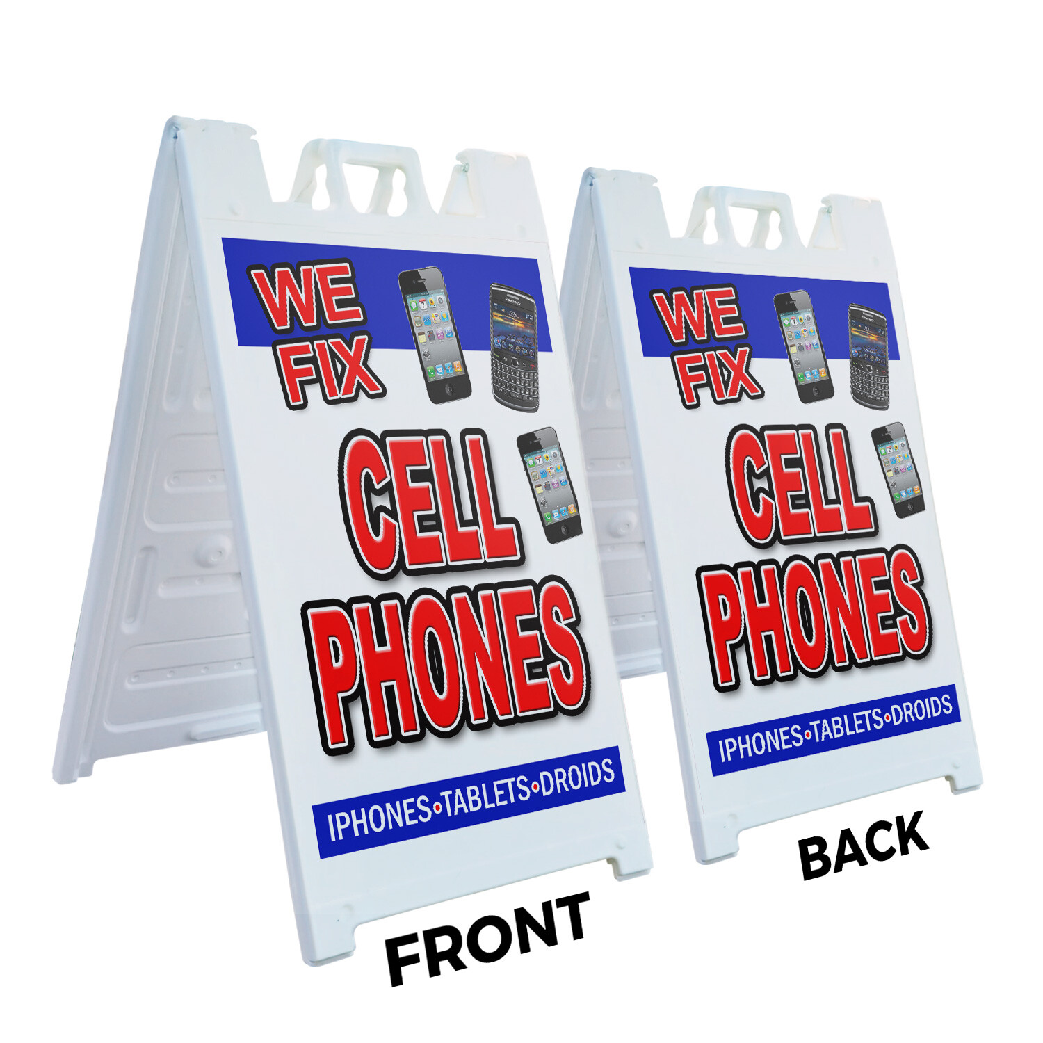 A-frame Sidewalk We Fix Cell Phones 24″ x 36″ Double Sided A-Frame Sidewalk Sign