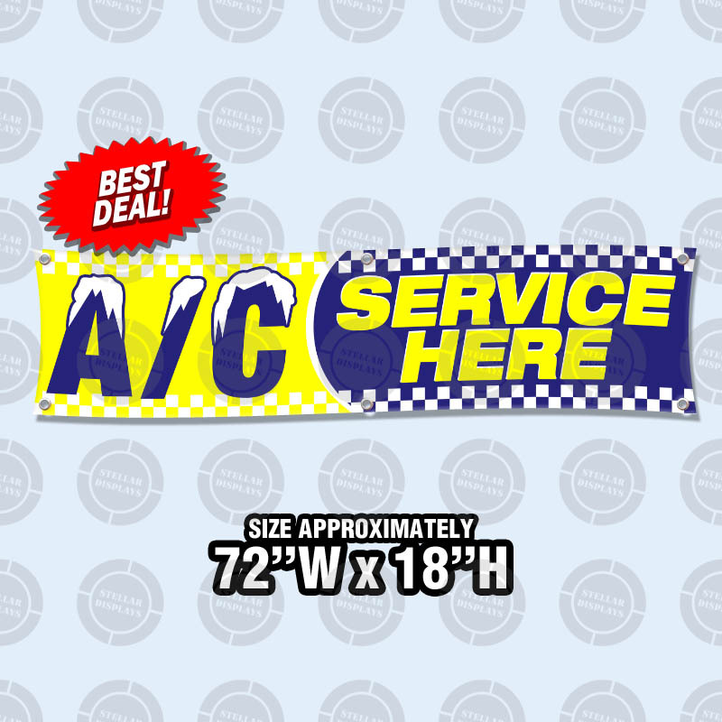 72″x18″ AC SERVICE HERE Banner Sign Air Conditioning Automotive Repair Car Shop