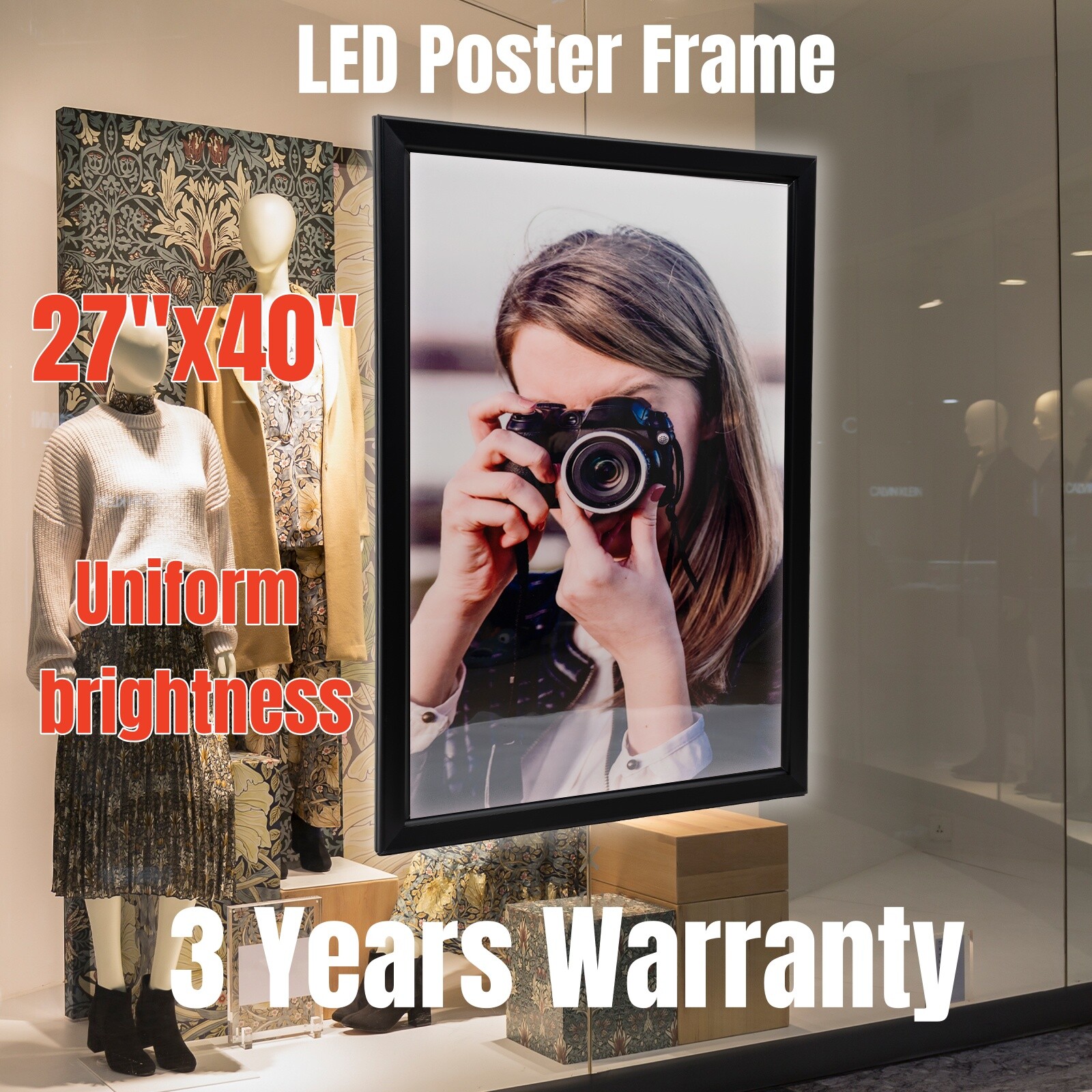 27×40” LED Poster Movie Frame Backlit Light Box Advertising Sign Display 40*27″