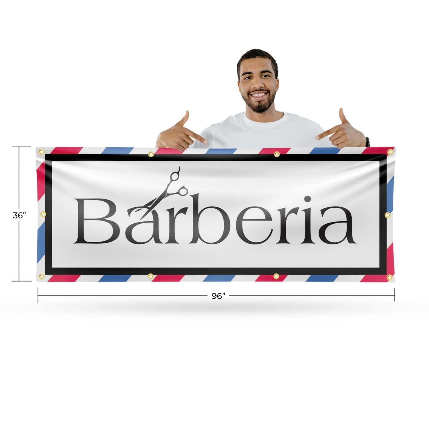 Signmission Barberia Banner Sign 36 X 96 13 Oz Vinyl Metal Single-Sided Outdoor