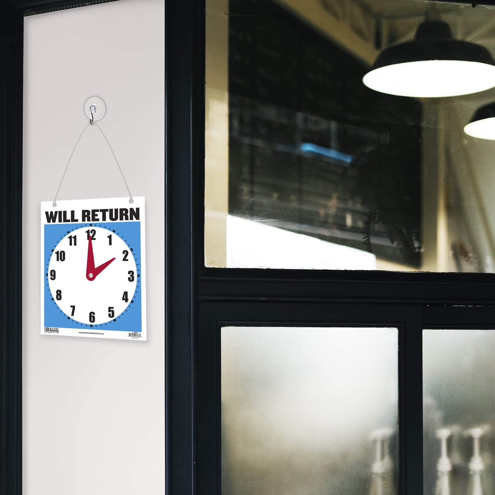 BAZIC Open Sign 7.5″x9″, Clock Will Return Will be Back, Double Sides Plastic…