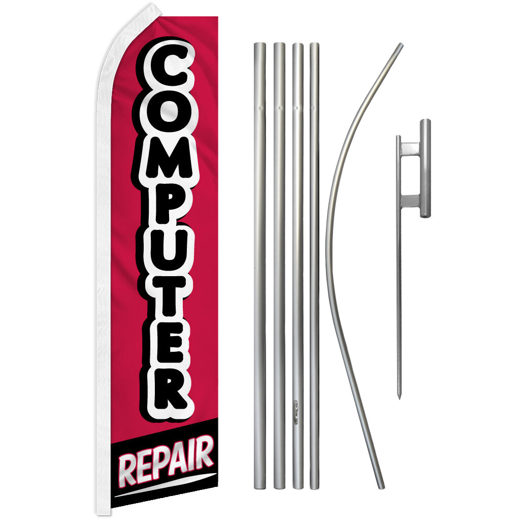 Computer Repair Swooper Flutter Feather Advertising Flag Pole Kit Electronics