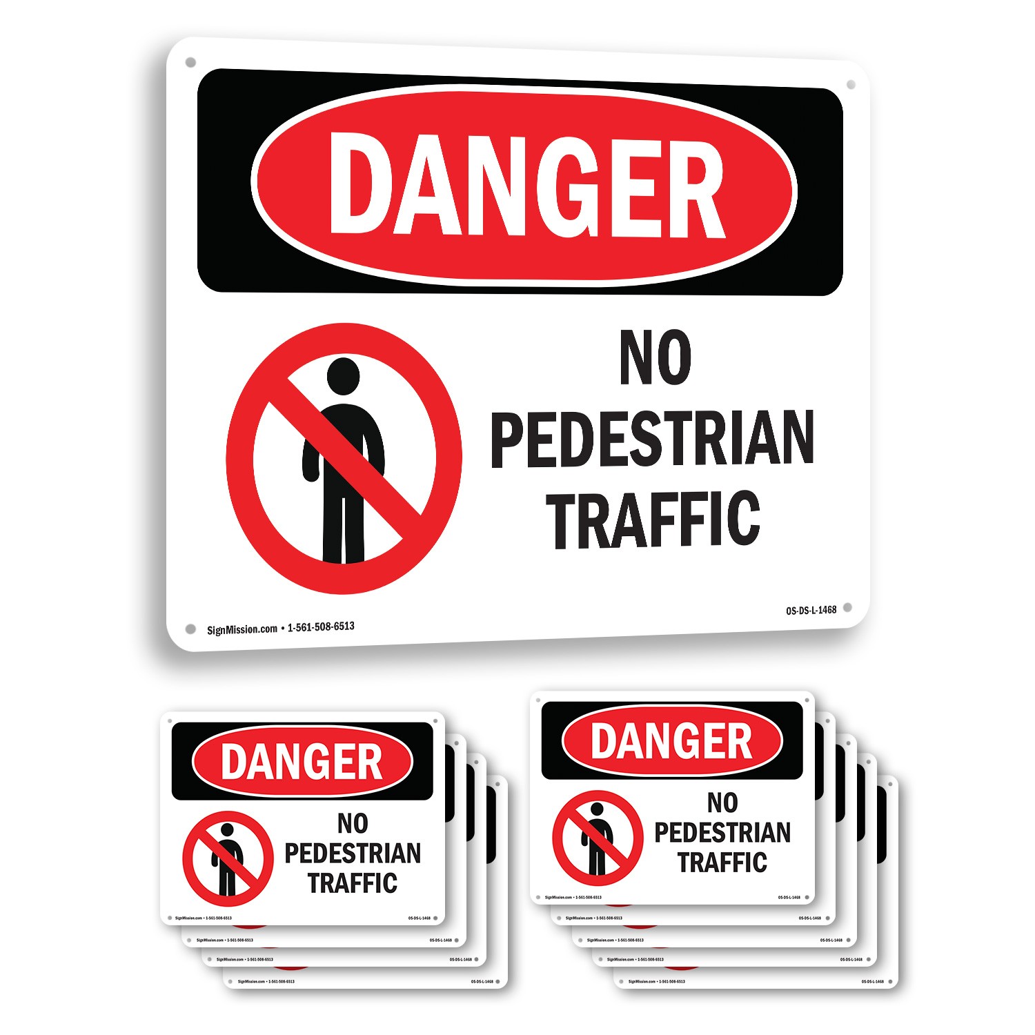 No Pedestrian Traffic OSHA Danger Sign Metal, Plastic, Or Decal – 5 or 10 Pack