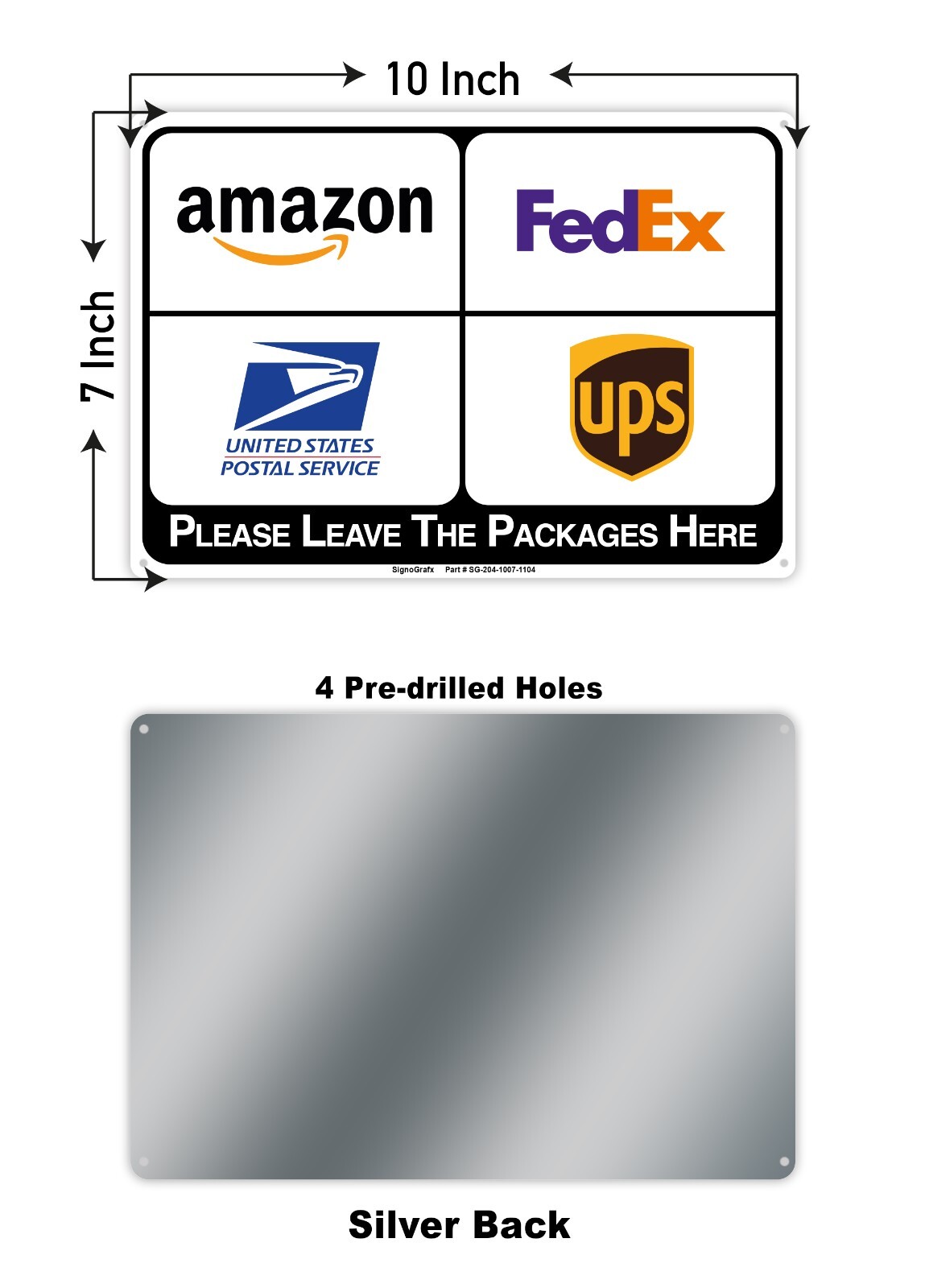SIGNOGRAFX Please Leave Packages here 10×7 Inches Reflective Sign