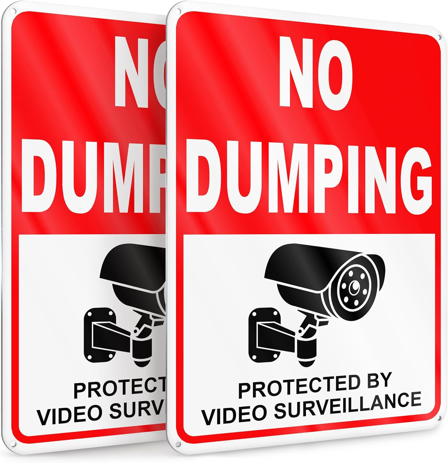 No Dumping Signs Reflective No Littering Signs With Video Surveillance 7×10 2 PC