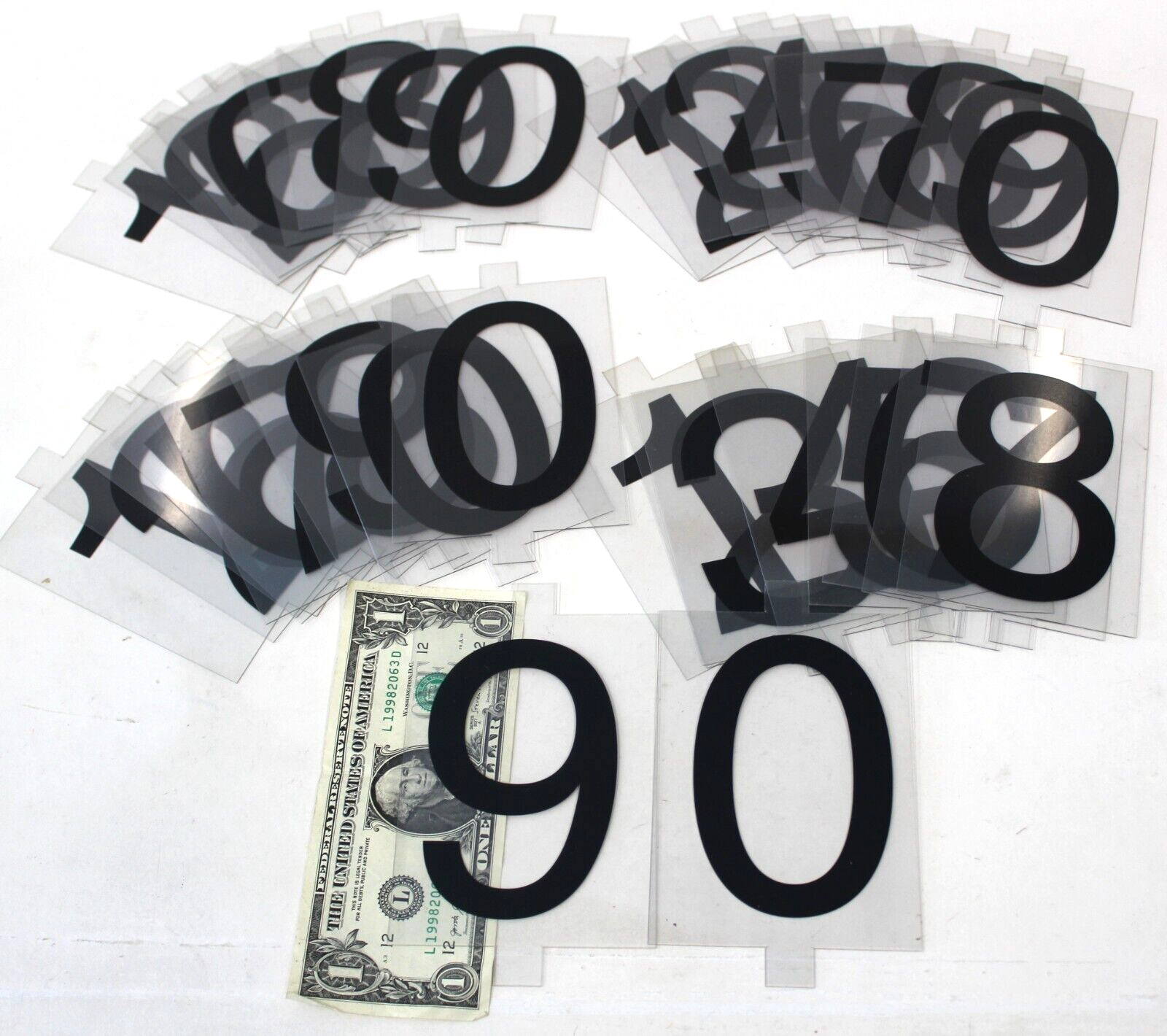 37 Plastic Outdoor Sign Board Numbers – 4″ Numbers on 4 3/4″ Clear Plastic