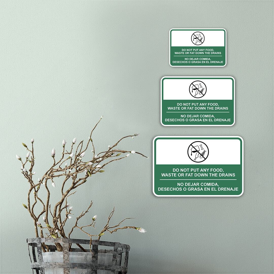 Classic Framed Plus Do Not Put Any Food, Waste or Fat Down The Drains Sign