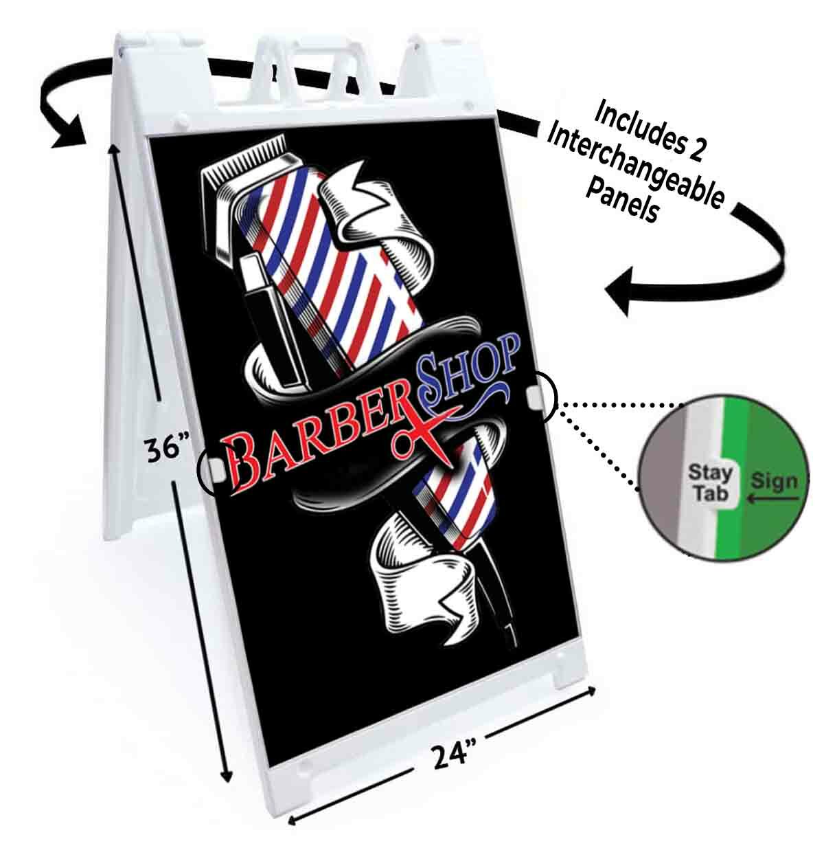 BARBER SHOP SCISSORS Signicade 24×36 A Frame Plastic Sidewalk Sign