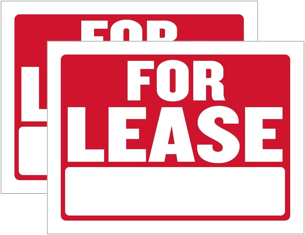 FOR LEASE Large Sign 12″ H x 16″ W Plastic Waterproof Signage 2PC