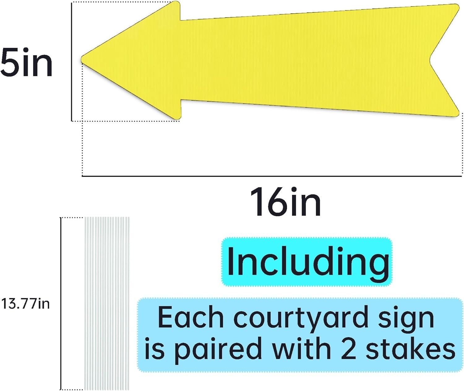 3-Pack 16×5 Inch Waterproof Yellow Arrow Signs – Perfect for Directions & Events