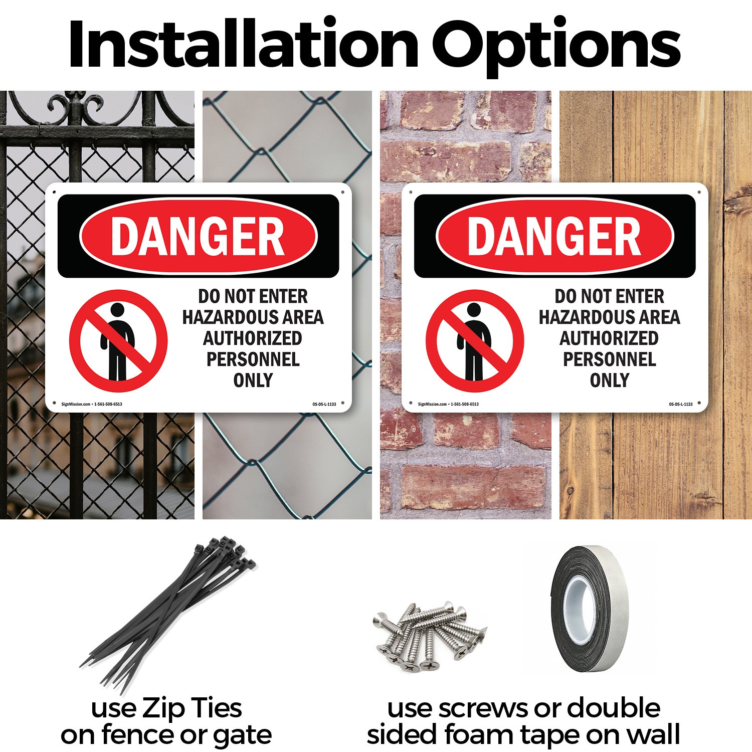 Do Not Enter Hazardous Area OSHA Danger Sign Metal, Plastic, Decal 5 or 10 Pack
