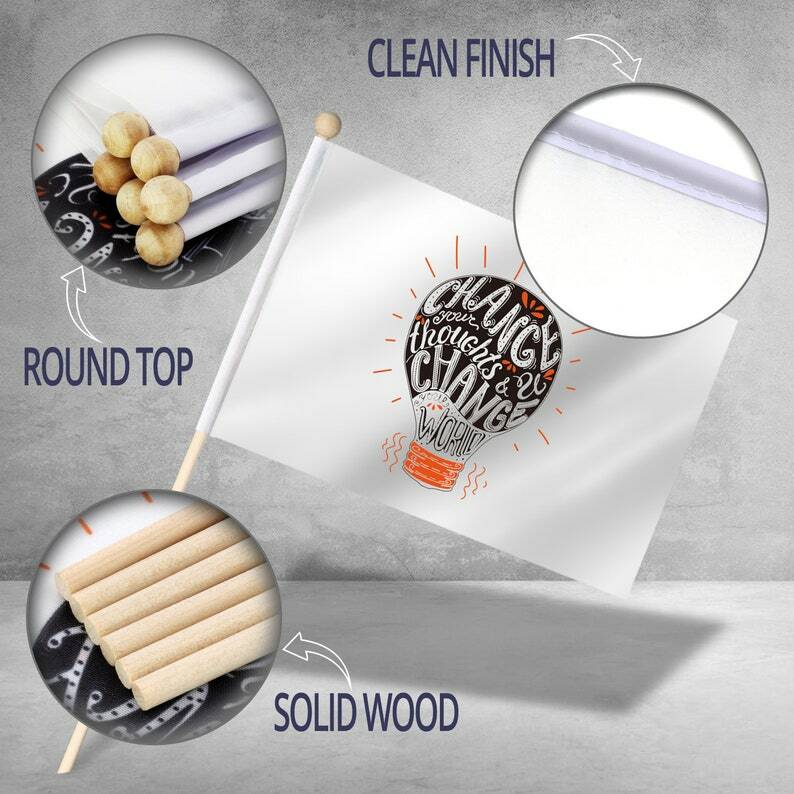 Anley Custom Handheld Stick Flag – Personalized Mini Stick Flags (Set of 12)