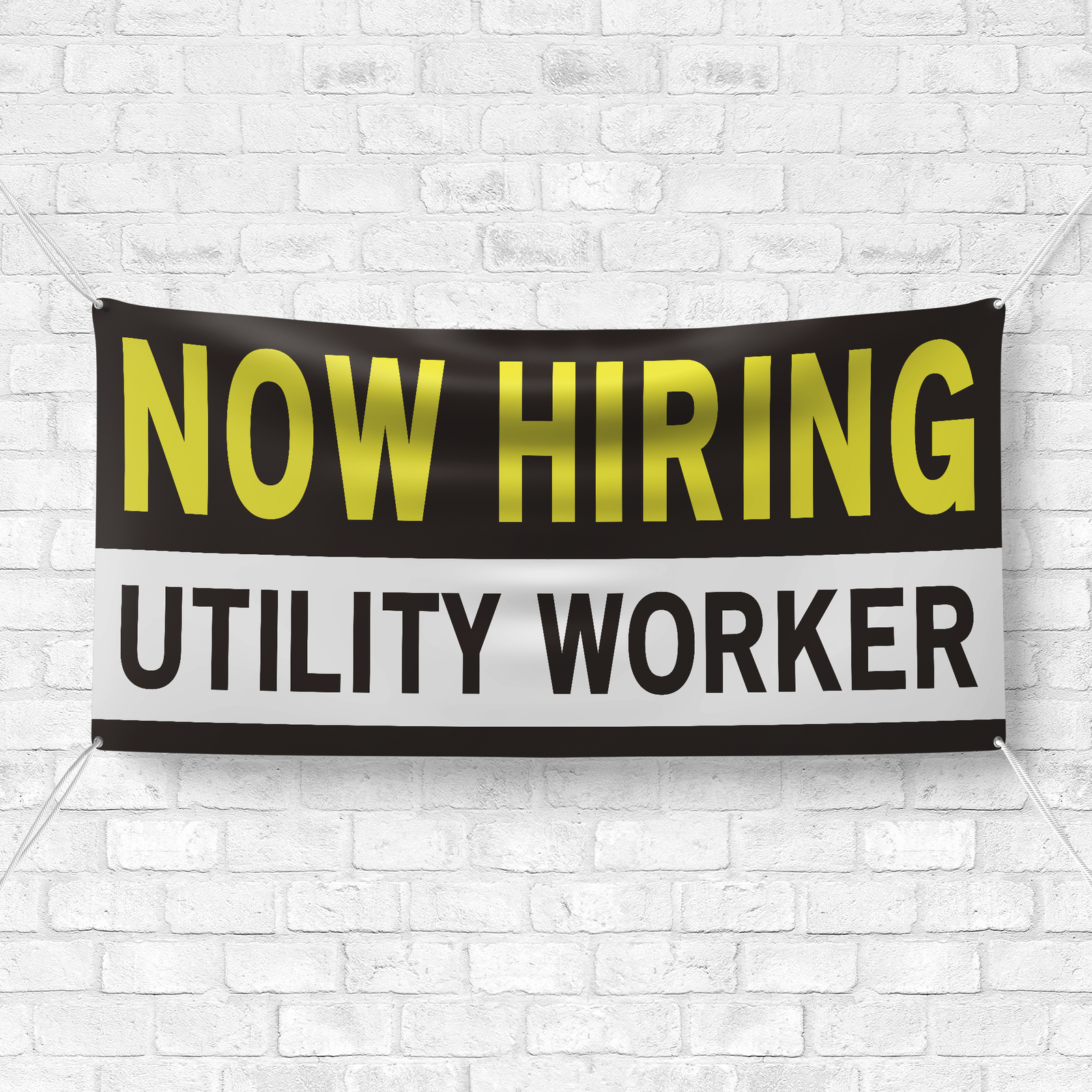 Now Hiring Utility Worker 13 oz Heavy Duty Vinyl Banner Maintenance Worker