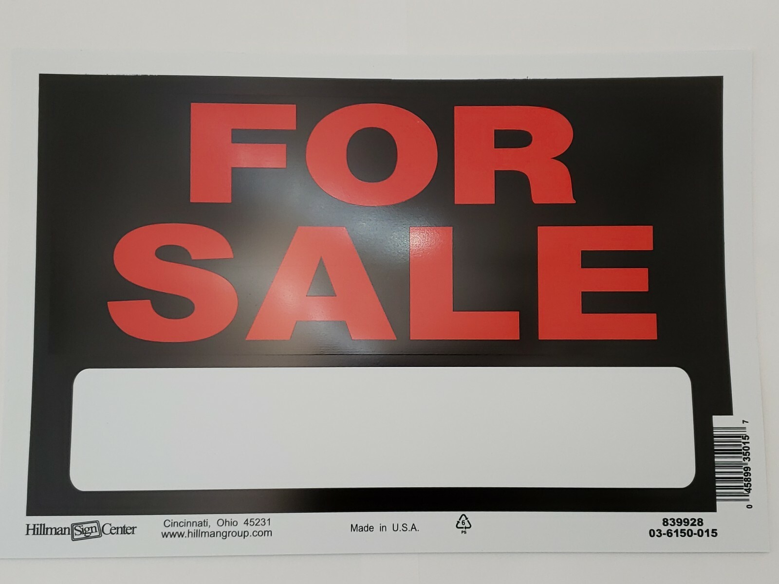 6 “For Sale” Signs w/Space for Info/Fill-In 8″ x 12″ Hillman 839928