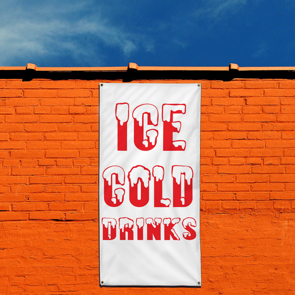 Vertical Vinyl Banner Multiple Sizes Ice Cold Drinks Restaurant Food Bar D