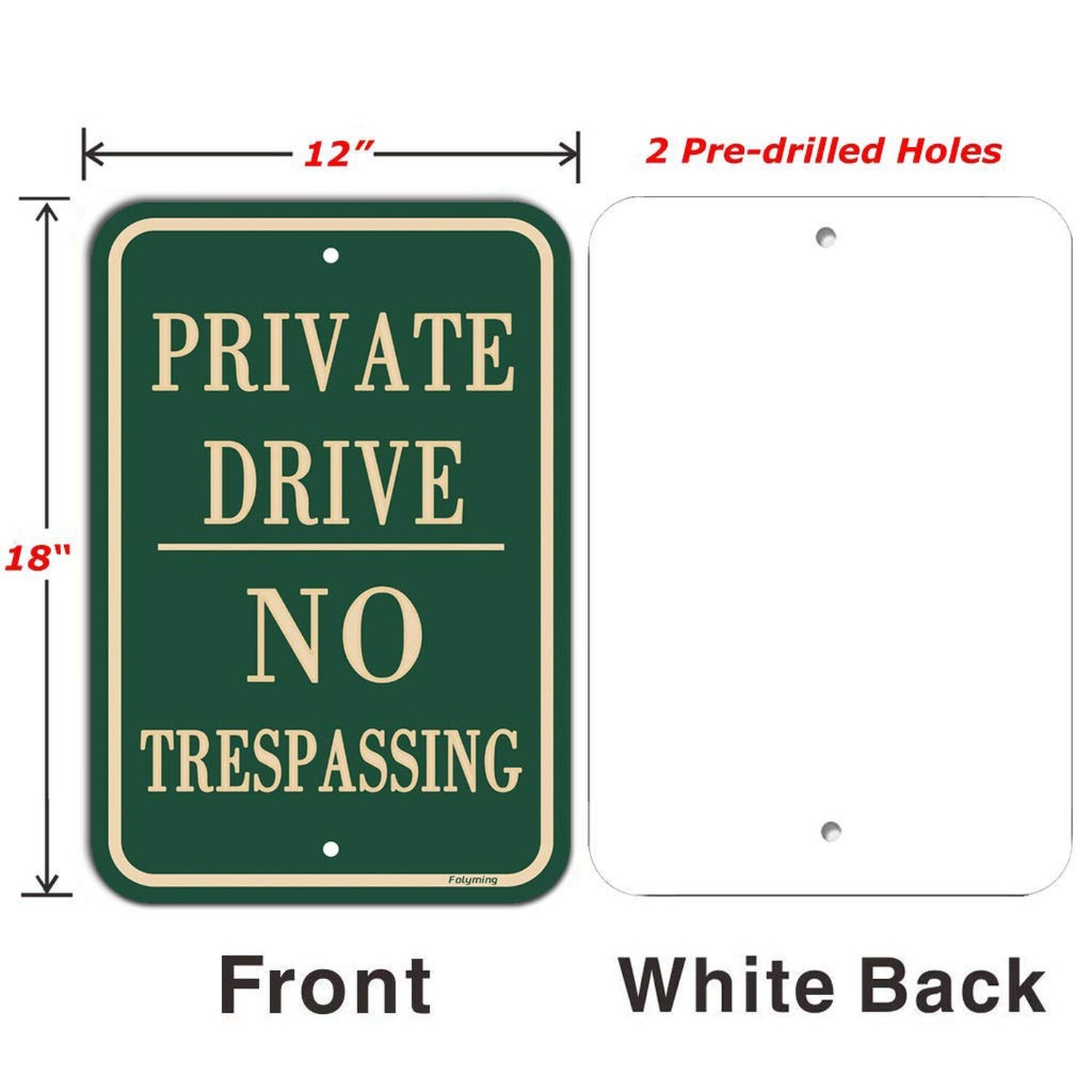 2 Pack Private Drive No Trespassing Signs 12 x 18 Inches Private Drive Sign N…