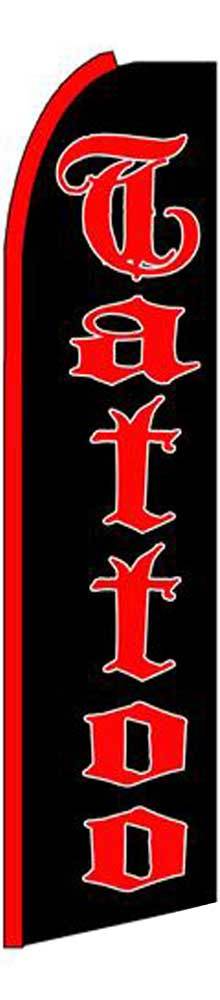 TATTOO Banner Flag Only BLACK Red 3’ Wide Flutter Advertising Swooper Feather