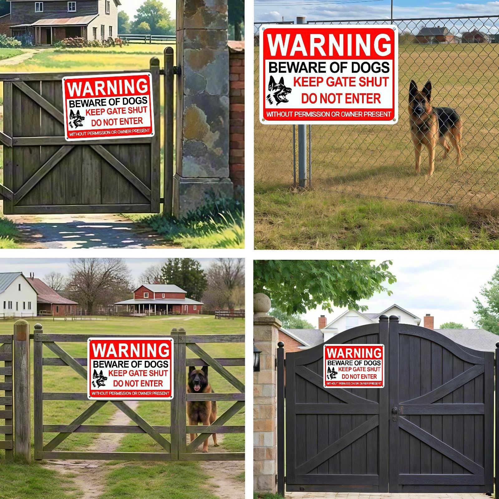 4 Pack Reflective Dog Signs, 12×8 Inches, Rust-Resistant Aluminum, Private