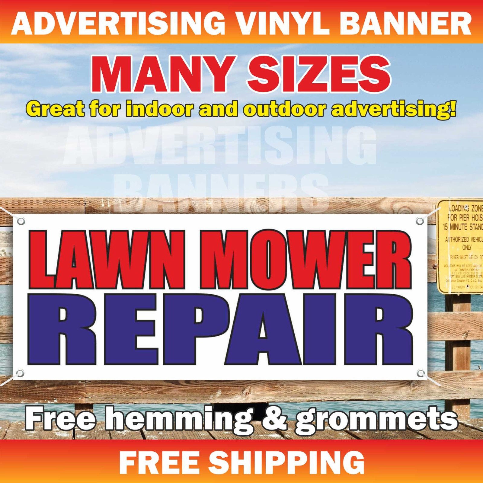 LAWN MOWER REPAIR Advertising Banner Vinyl Mesh Sign blades oil grass landscape