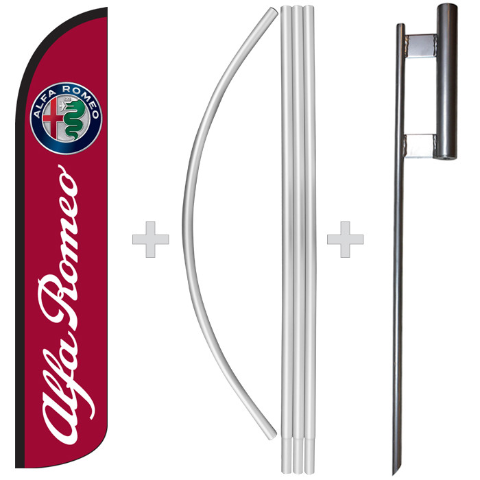 Alfa Romeo 15′ Tall Windless Swooper Feather Banner Flag & Pole Kit