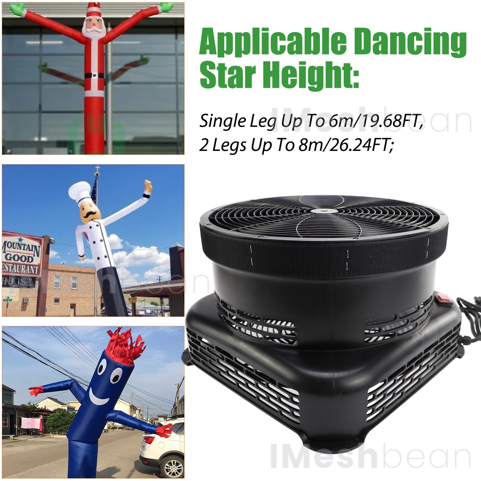 18″ 950W Air Blower Fan Fit Inflatable Wind Dancer Tube Man Fly Guy 420 pa Press