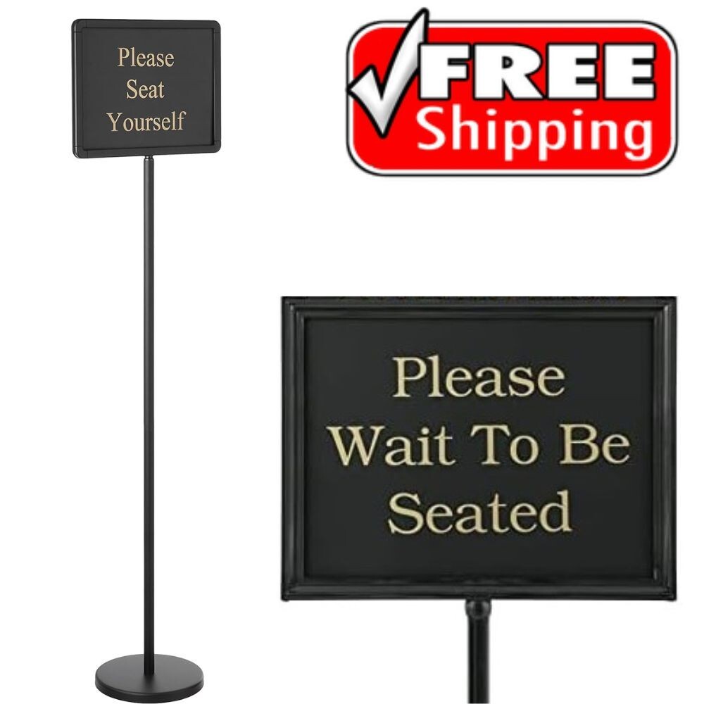 Please Wait To Be Seated Sign Restaurant Commercial Equipment Stand Double Sided