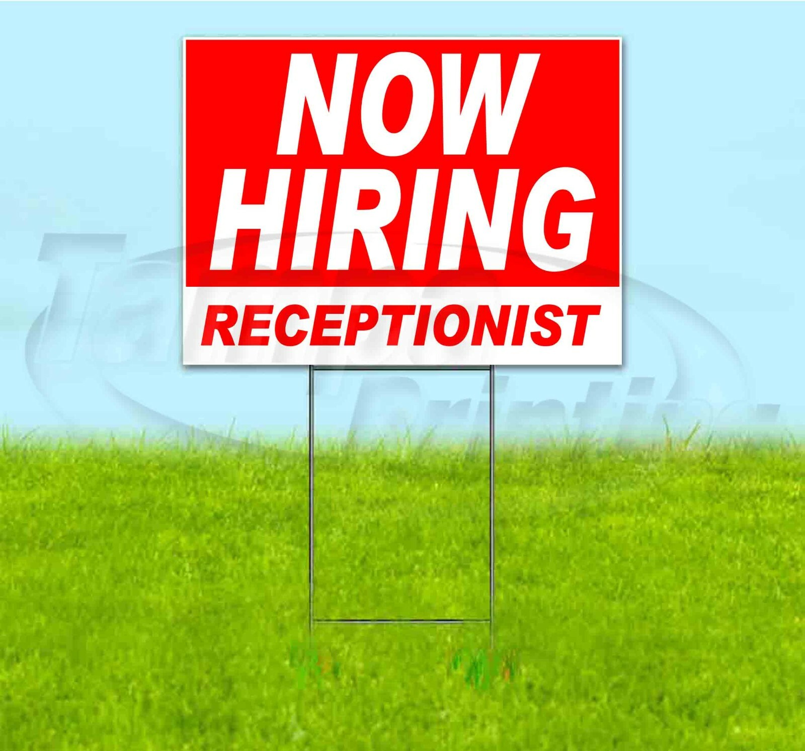 NOW HIRING RECEPTIONIST 18×24 Yard Sign WITH STAKE Corrugated Bandit BUSINESS