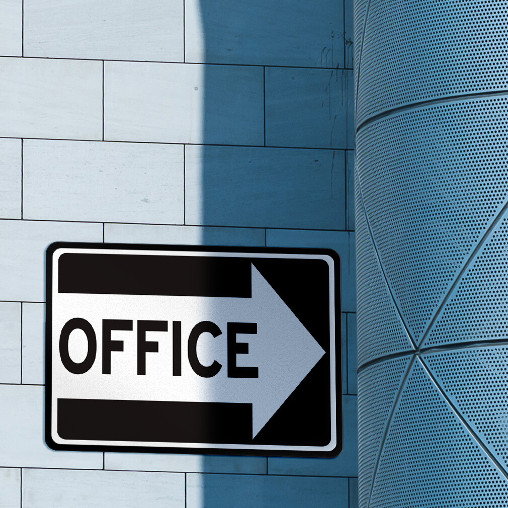 Aluminum Horizontal Metal Sign Office Right Arrow Business Directional Black