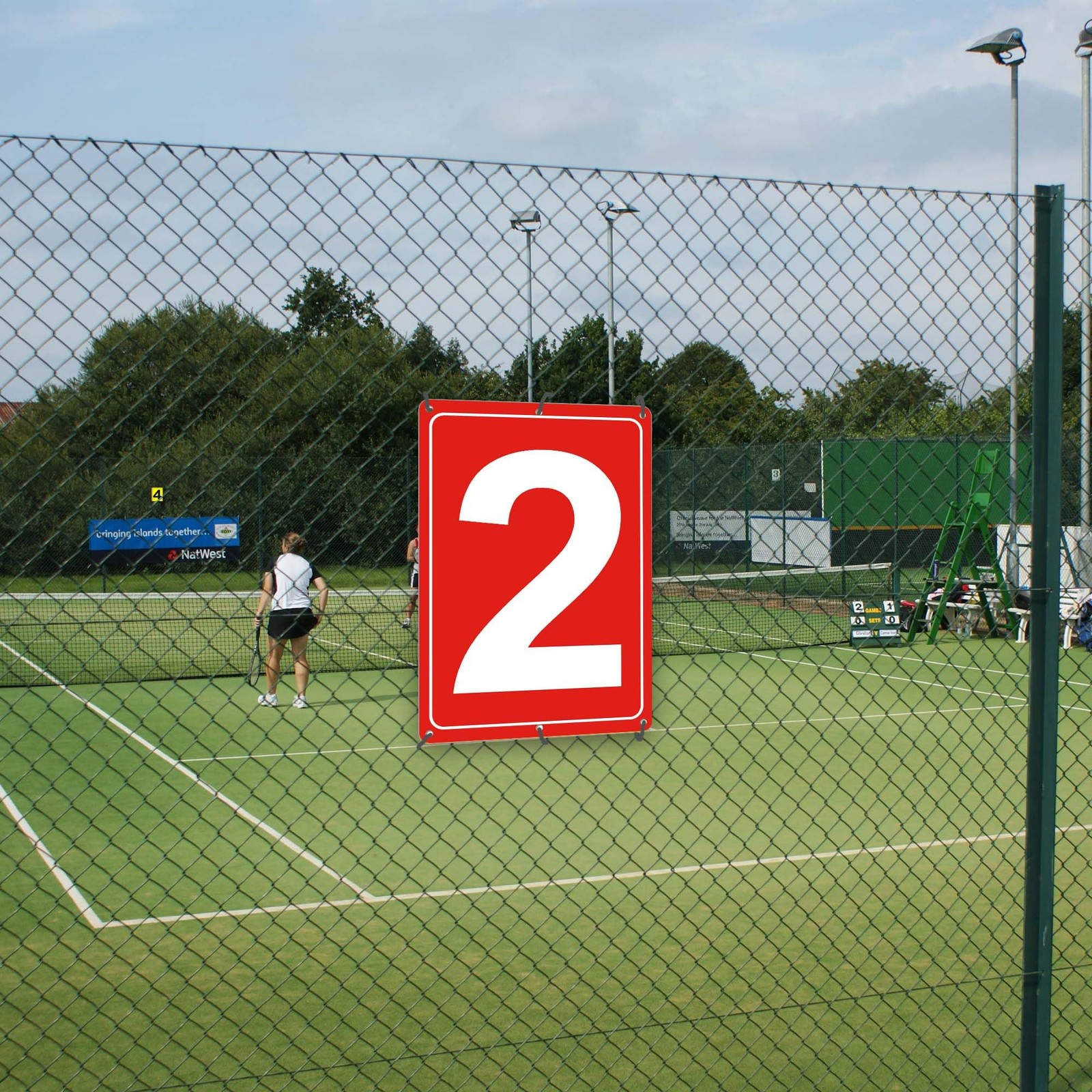 Numbered Sign 2 Aluminum Number Signs for Tennis Court 12×8 inches Signage fo…