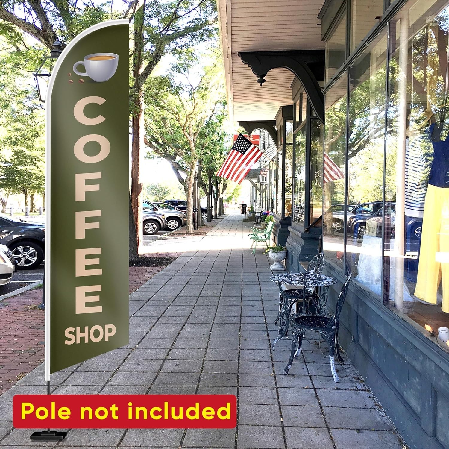 Coffee Shop Banner Feather Flag – 12ft x 2.5ft Polyester 150D Swooper Flag