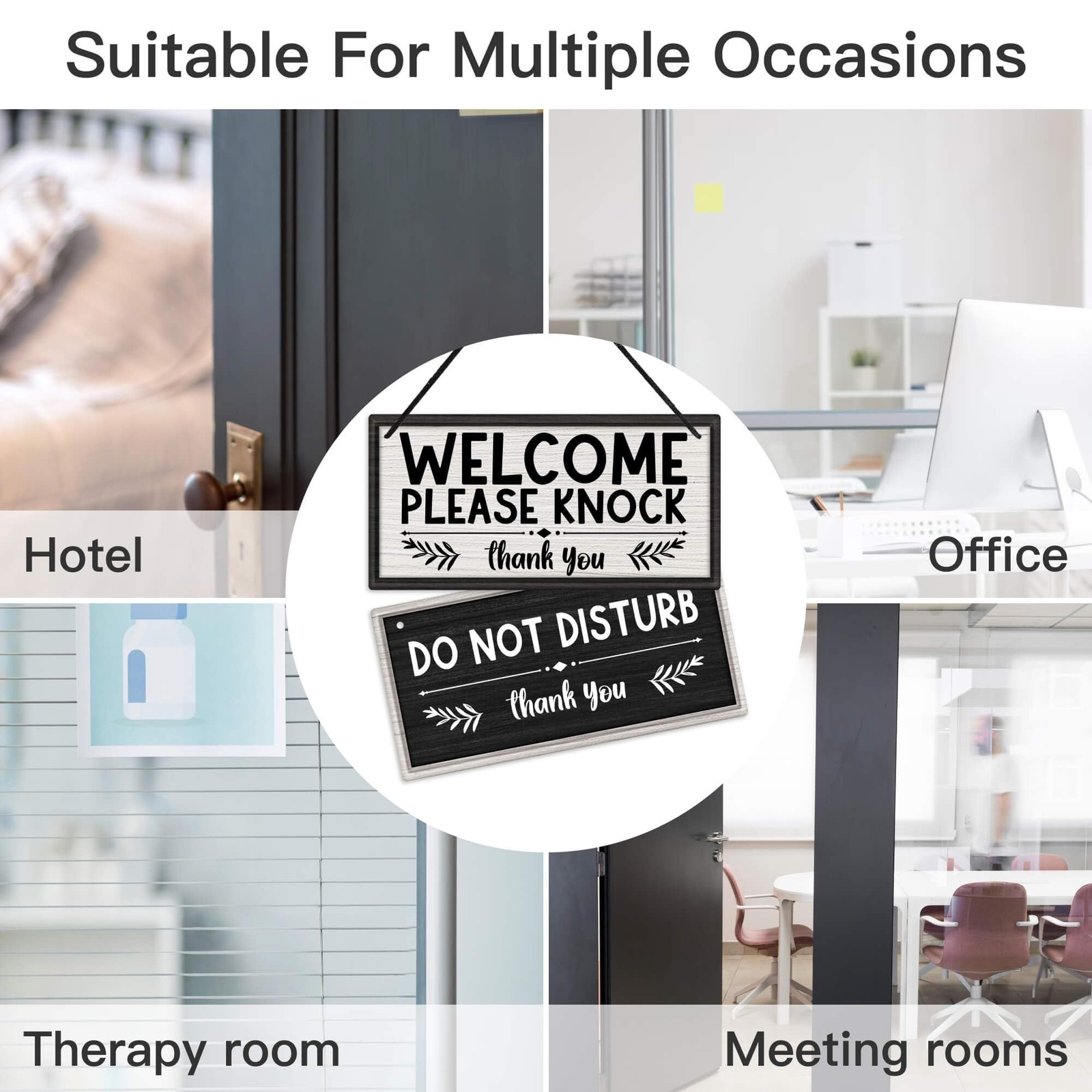 Welcome Please Knock Office Door Signs, PVC Do Not Disturb Door Hanger Sign, …