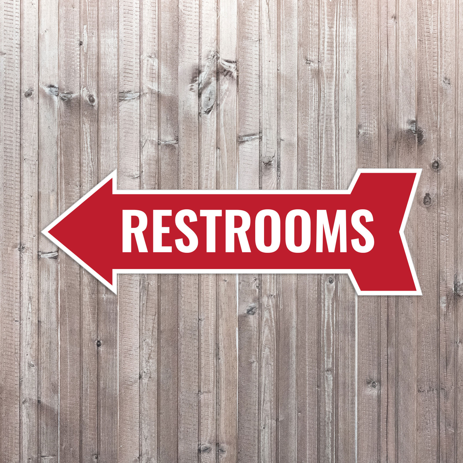 Arrow Shape Restrooms 12×4″ Wall or Door Sign | Bathroom Signage
