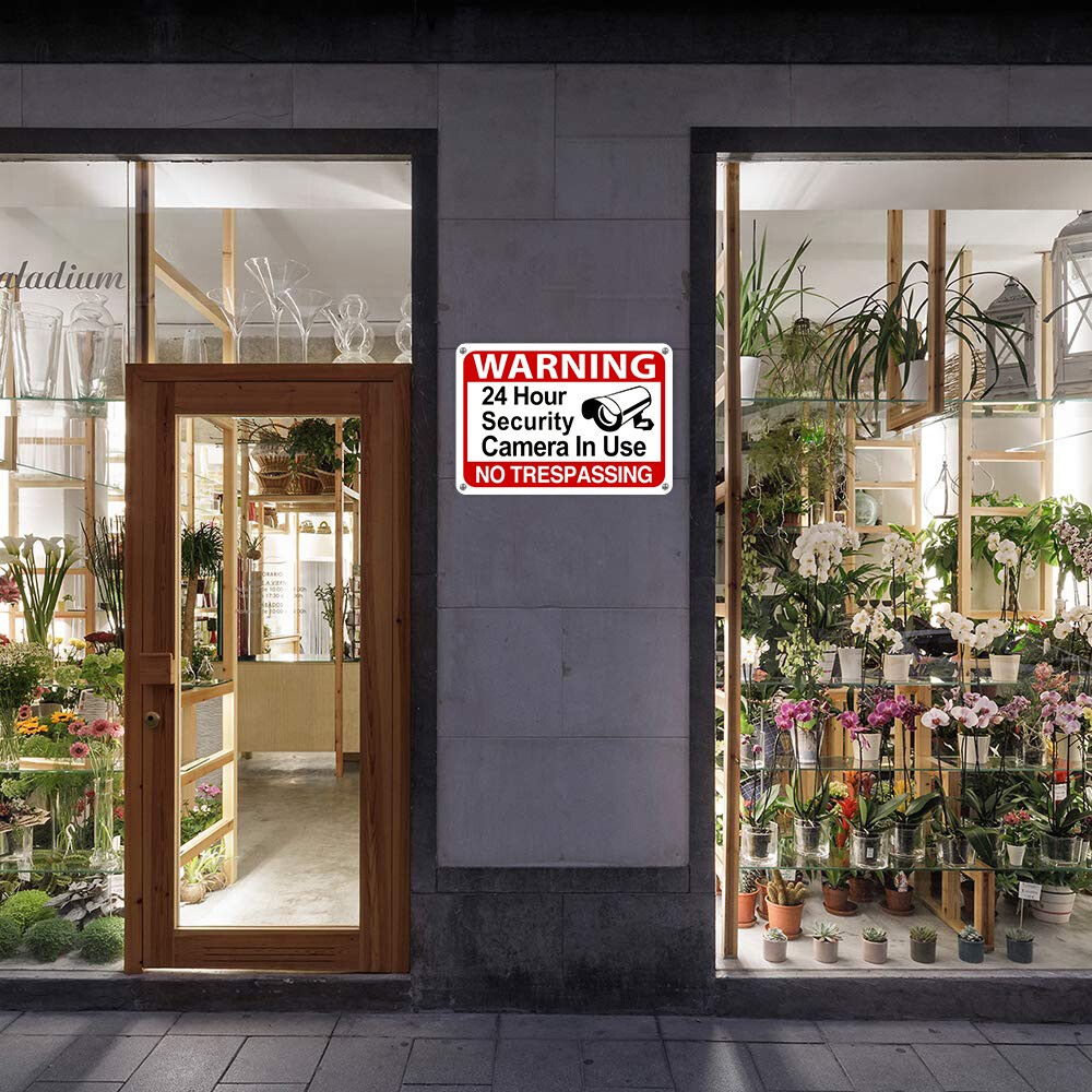 Warning 24 Hour Surveillance Signs Home Security Signs No Trespassing cctv sign