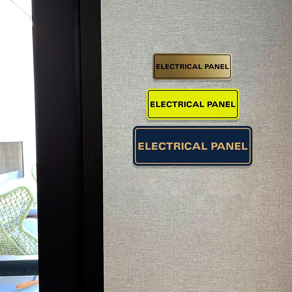 All Quality Electrical Panel Sign – Black/Gold – Small (10 Pack)