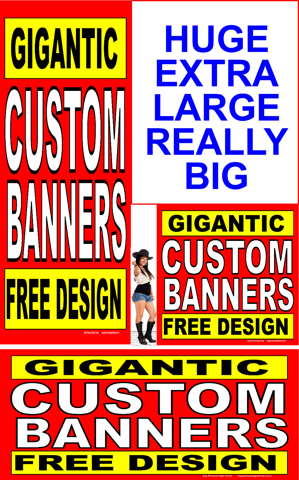 GIGANTIC -HUGE -EXTRA LARGE CUSTOM VINYL BANNERS-3 SHAPES-USA MADE-FAST SHIPPING