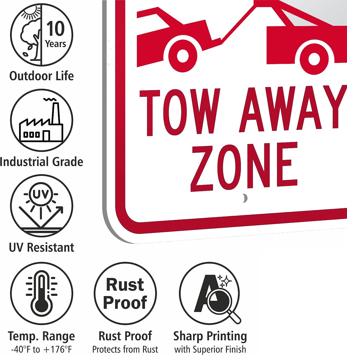 No Parking Tow Away Zone Composite Metal No Parking UV Protected 8″x12″ Sign
