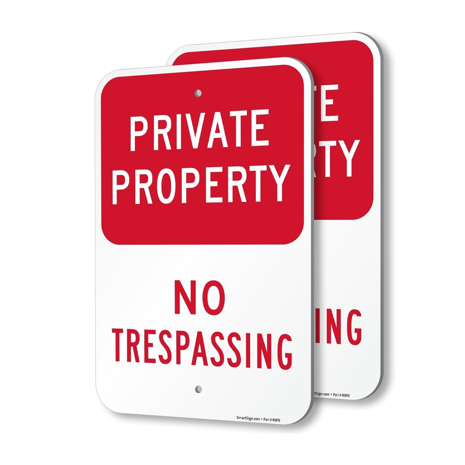 No Trespassing Sign Private Property 12×18 Red White 2 Pack Aluminum Composite