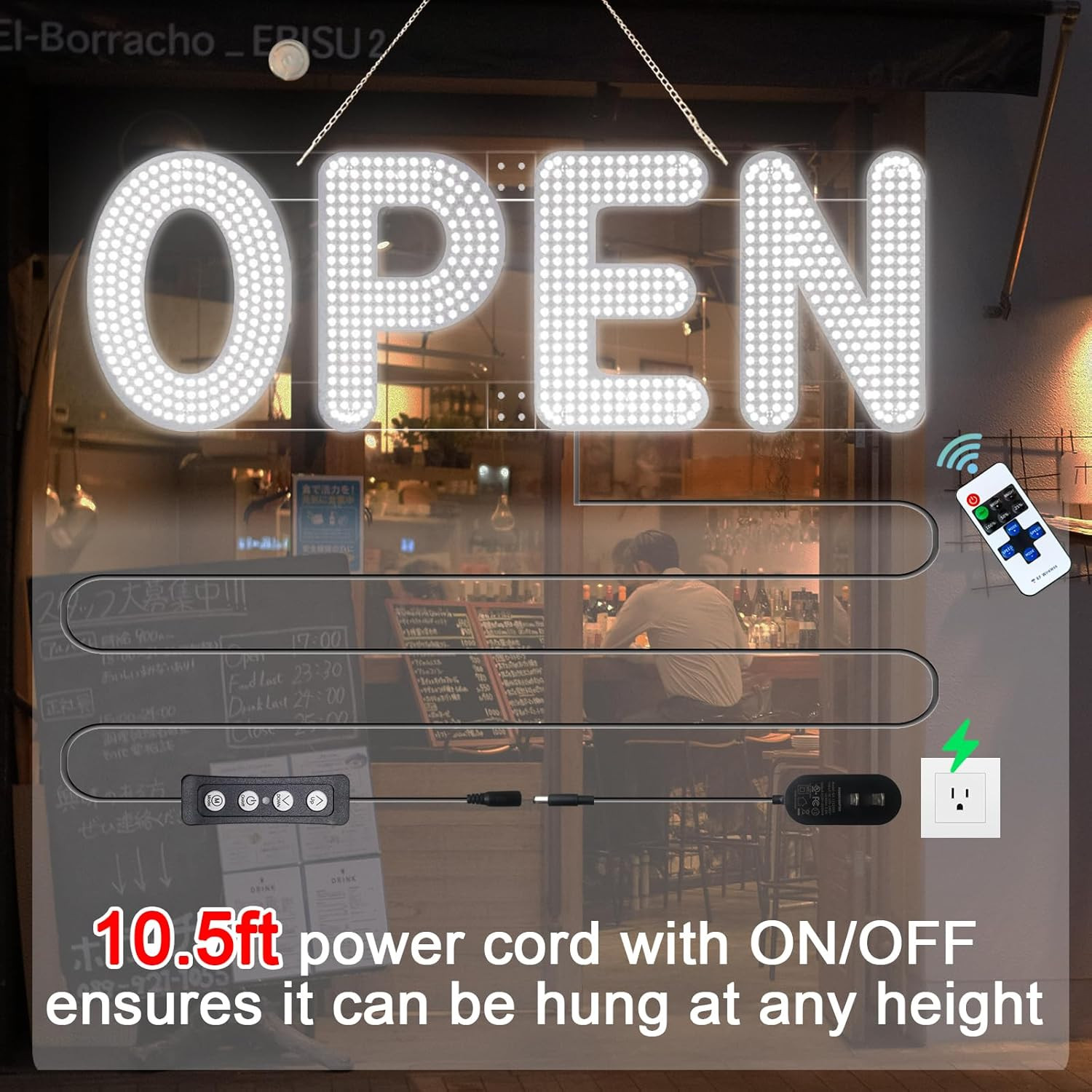 40″X14″ Open Sign, LED Open Sign for Business with Remote Control, Ultra Bright