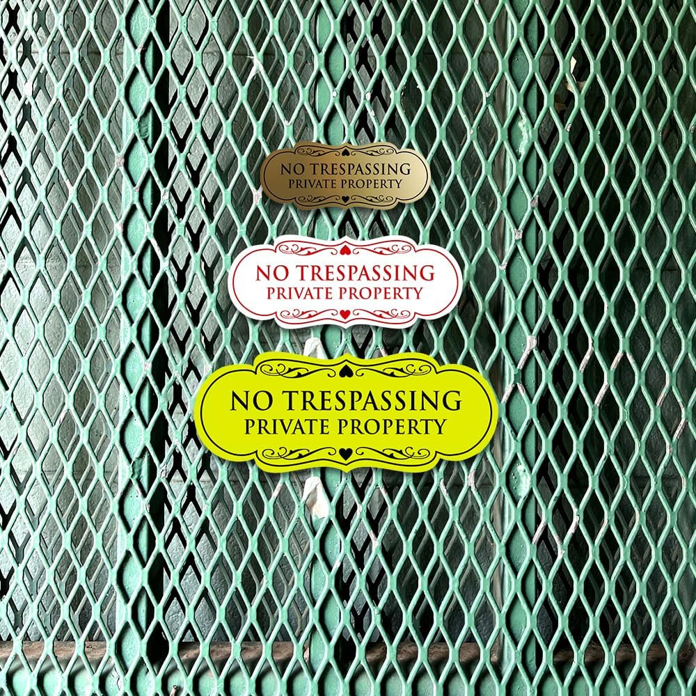 Designer No Trespassing Private Property Wall or Door Sign | Security Sign for P