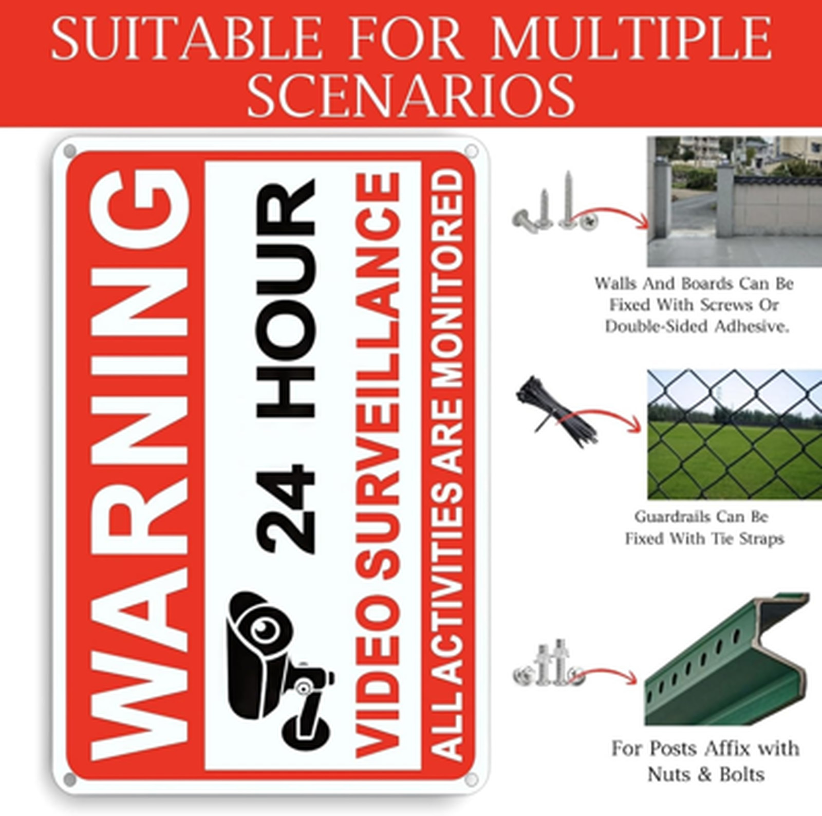Video Surveillance Signs 8×12 Inch Rust-Proof Metal Outdoor No Trespassing
