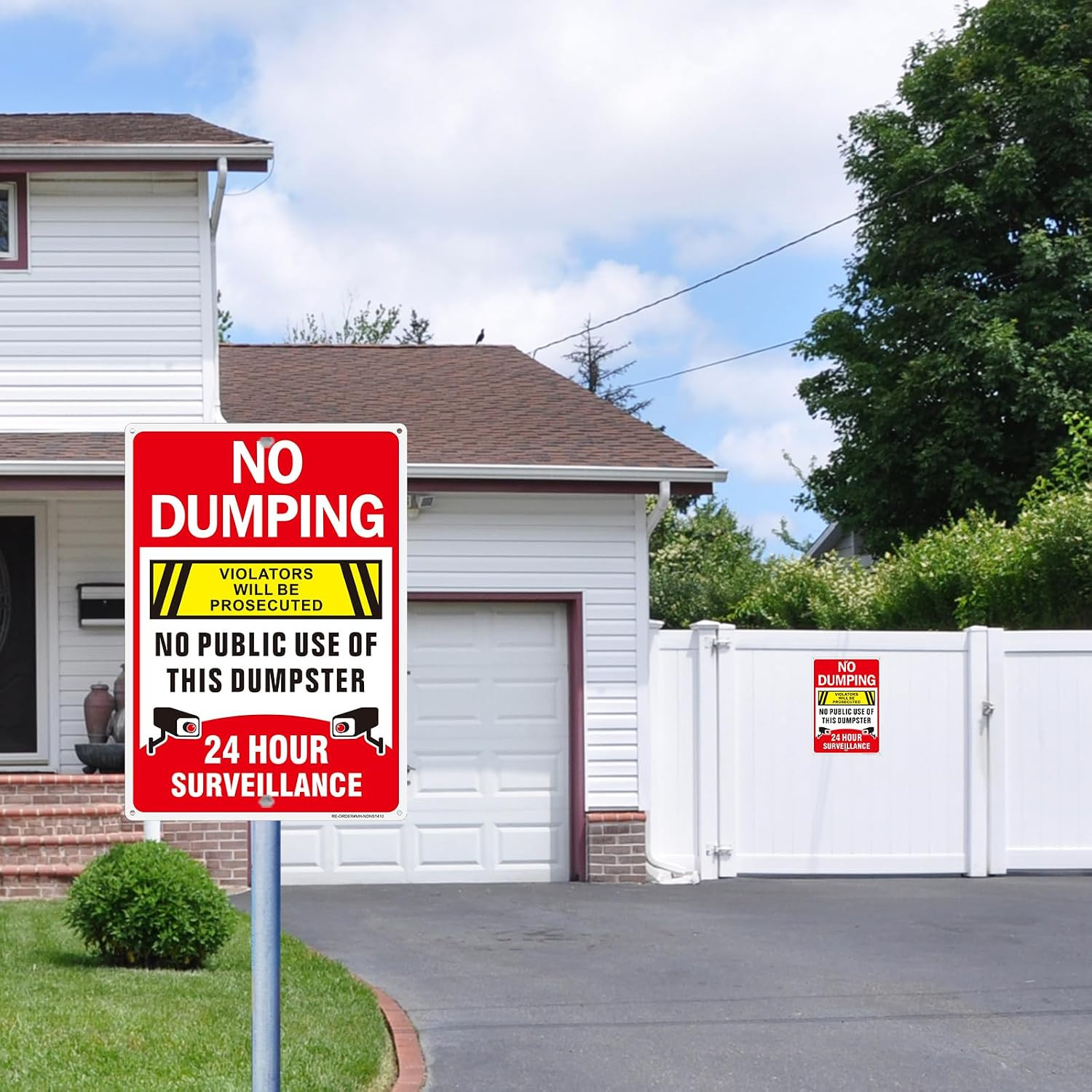 No Dumping Signs-2 Pack, 14X10Inch Aluminum No Public Use of Dumpster Sign, No