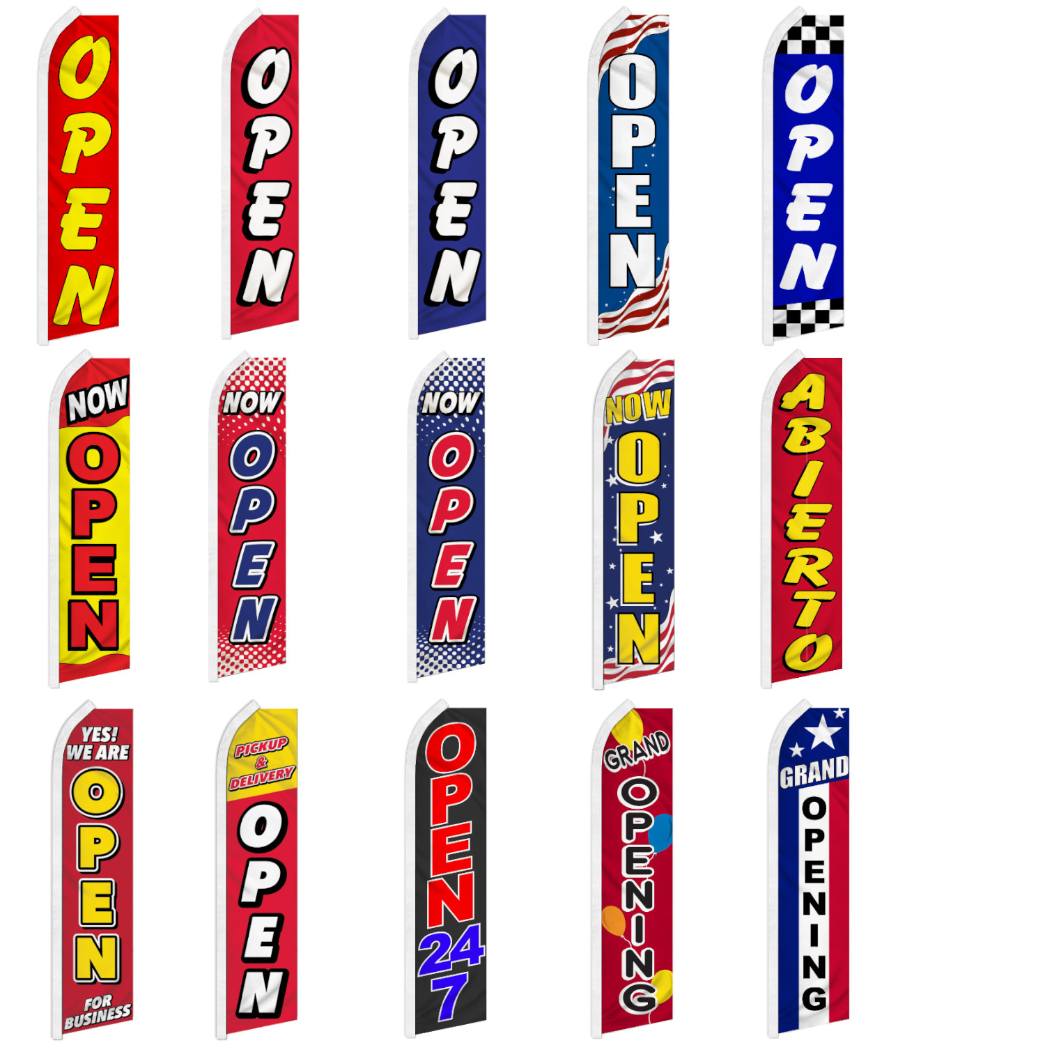 Open Advertising Feather Flag Swooper Flutter Banner Super Flag Open 24/7