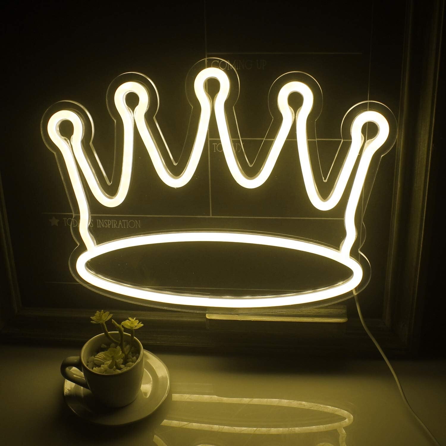 Letreros De Neón Corona Led Luz De Neón Colgante De Pared Grande Blanco Cálido