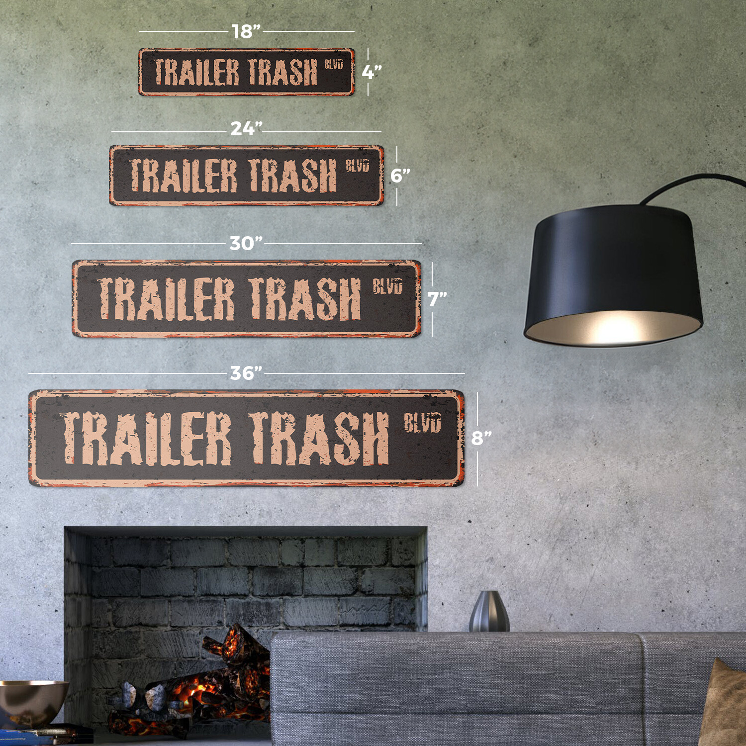 TRAILER TRASH Vintage Street Sign Metal Plastic white park redneck hick mobile