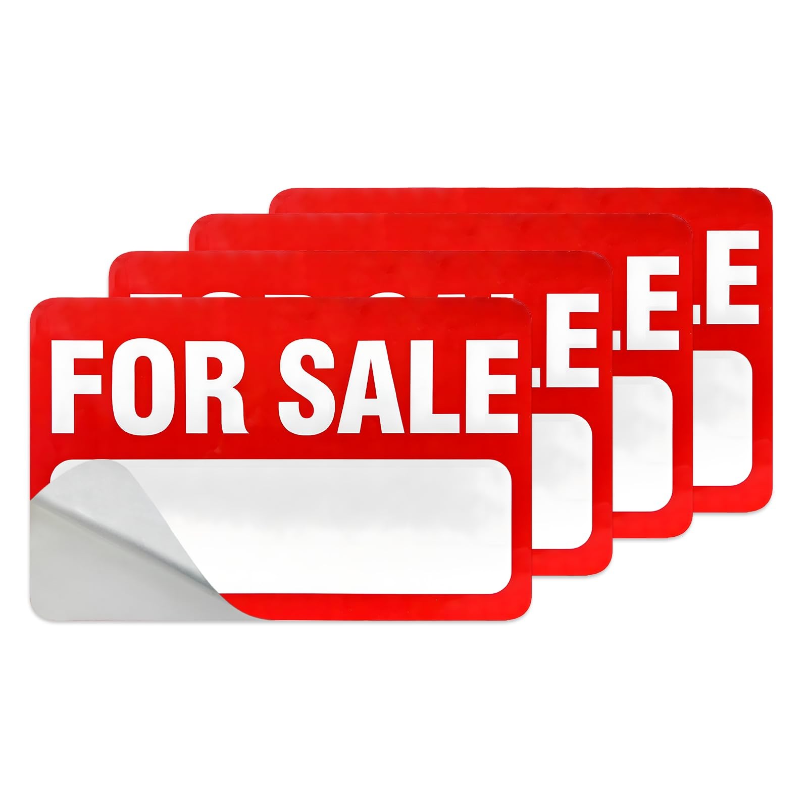 For Sale Sign 4 PCS 12″ x 8″ Self-Adhesive Reflective Vinyl Easy to Write Apply