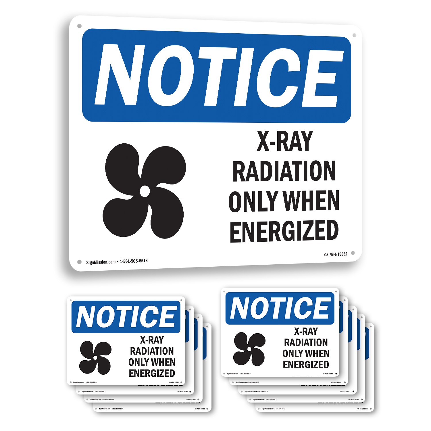 X-Ray Radiation Only When Energized OSHA Notice Sign Or Decal – 5 or 10 Pack